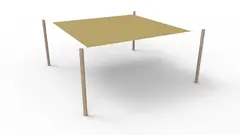 Solseil firkantet med stolper L420 x B420 cm