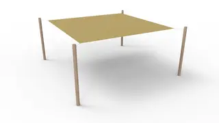 Solseil firkantet med stolper L420 x B420 cm