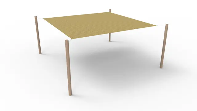 Solseil firkantet med stolper L420 x B420 cm 