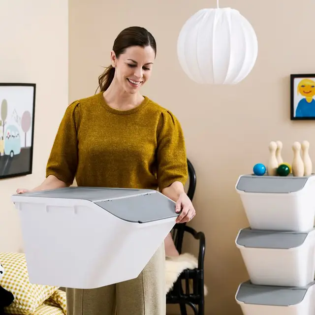 SmartStore stabelbar kasse med lokk 37l B39 x D55 x H32 cm 