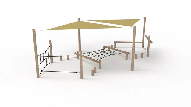 Mini balansebane med solseil L790 x B300 x H220 cm 