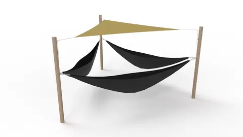 Hengekøyekombinasjon med solseil L400 x B340 x D340 x H220 cm
