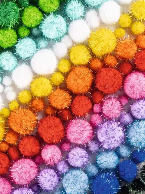 Pompon glitter megamix Ø2-4 cm, 730 stk 