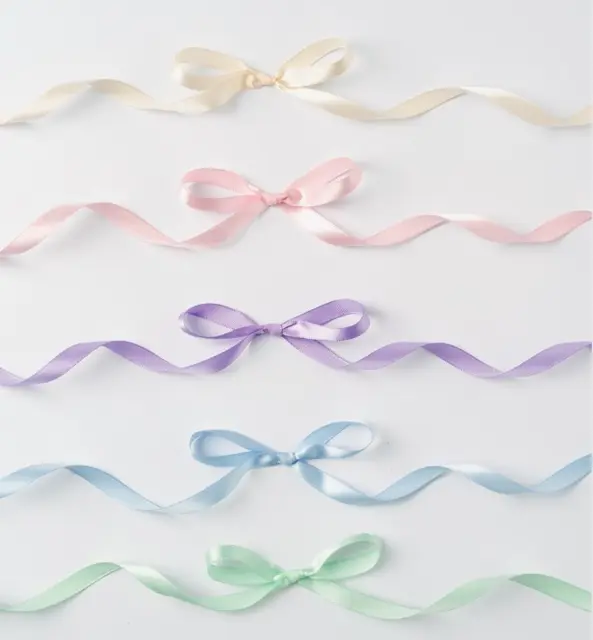 Satengbånd pastell mix B10 mm, 5 stk 