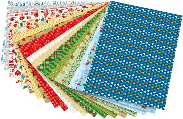 Mønstrete kartong julemotiv A4, 20 stk 