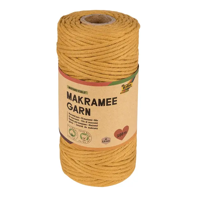 Makramégarn sennepsgul L100 m 