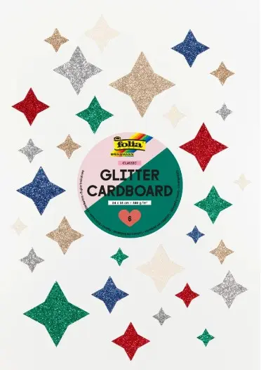 Glitterpapp jul 24 x 34 cm 300 g, 6 ark 
