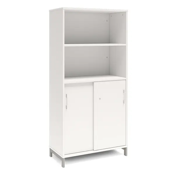Ergo kontorskap L med skyvedør hvit B80 x D40 x H170 cm 