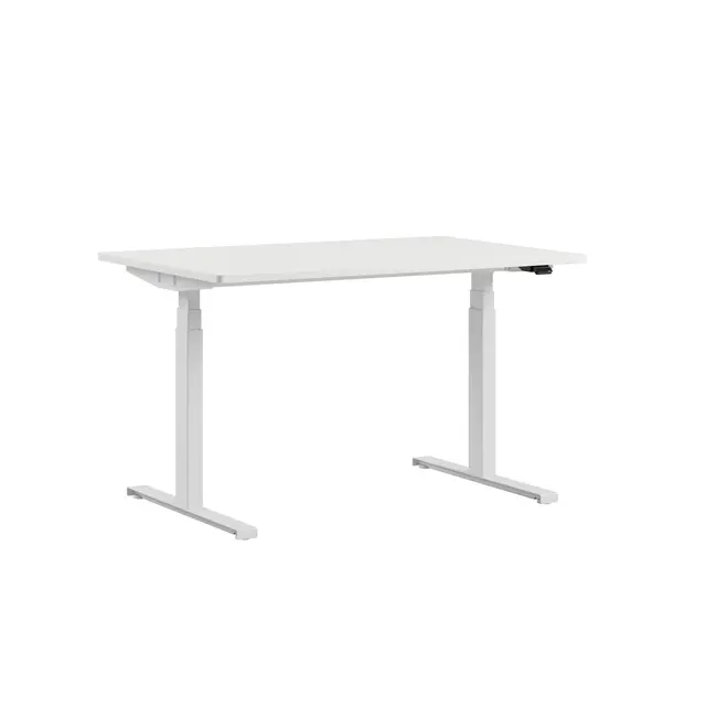 Kontorpult heve senk hvit B120 x D80 x H62-128 cm 