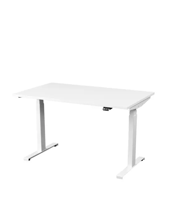 Kontorpult heve senk hvit B120 x D80 x H62-128 cm 