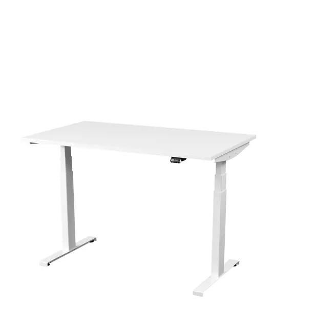 Kontorpult heve senk hvit B120 x D80 x H62-128 cm 