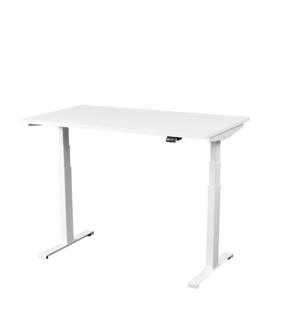 Kontorpult heve senk hvit B120 x D80 x H62-128 cm 