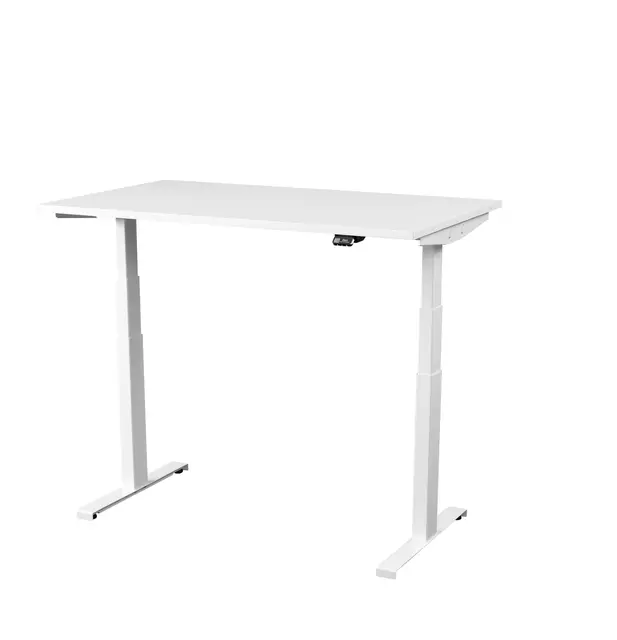 Kontorpult heve senk hvit B120 x D80 x H62-128 cm 