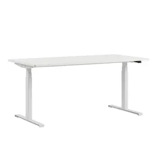 Kontorpult heve senk hvit B160 x D80 x H62-128 cm