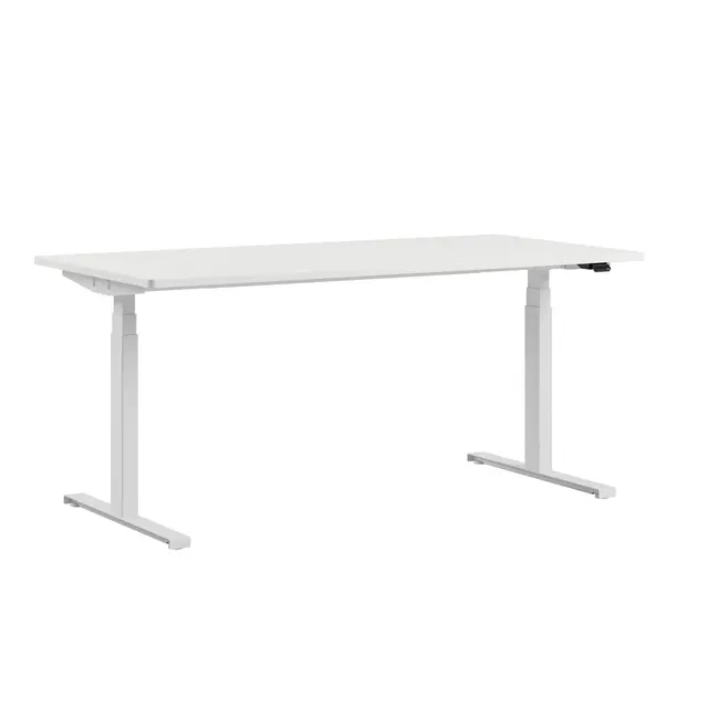 Kontorpult heve senk hvit B160 x D80 x H62-128 cm 