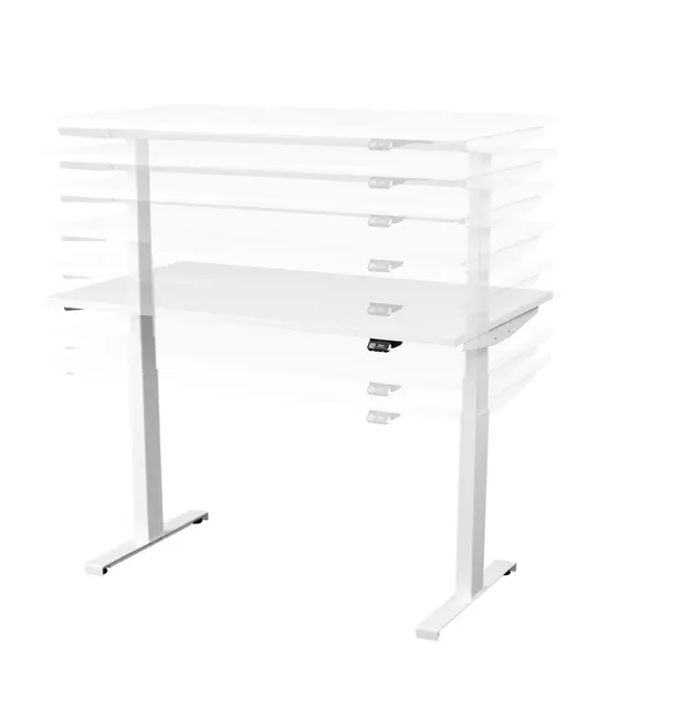 Kontorpult heve senk hvit B160 x D80 x H62-128 cm 