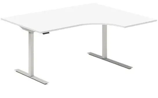 Kontorpult heve senk hvit B160 x D120/80 x H62-128 cm 