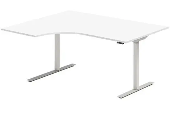 Kontorpult heve senk hvit B160 x D120/80 x H62-128 cm 