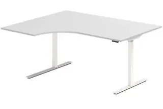 Kontorpult heve senk lys grå B160 x D120/80 x H62-128 cm