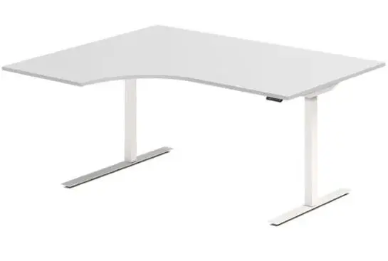 Kontorpult heve senk lys grå B160 x D120/80 x H62-128 cm 