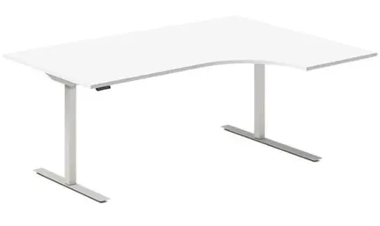 Kontorpult heve senk hvit B180 x D120/80 x H62-128 cm 