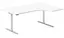Kontorpult heve senk hvit B180 x D120/80 x H62-128 cm