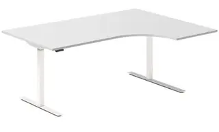 Kontorpult heve senk lys grå B180 x D120/80 x H62-128 cm