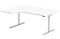 Kontorpult heve senk hvit B180 x D120/80 x H62-128 cm