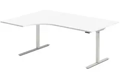Kontorpult heve senk hvit B180 x D120/80 x H62-128 cm