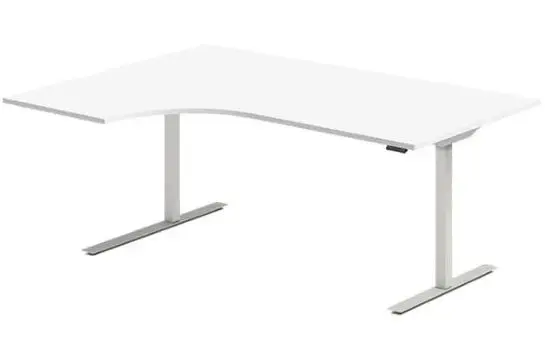 Kontorpult heve senk hvit B180 x D120/80 x H62-128 cm 
