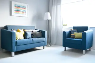 Rektangulær pute blå B40 x D16 x H30 cm, 2 stk