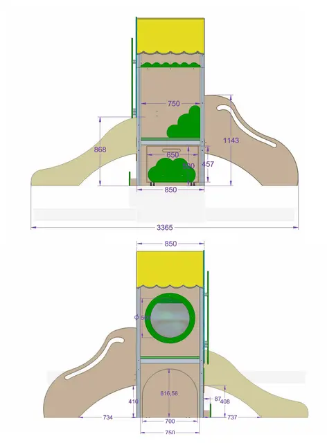 Trehuset med trapp og sklie B337 x D164 x H212 cm 