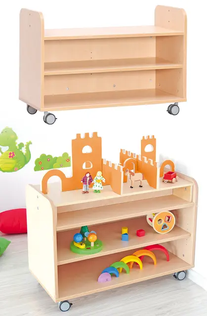 Bulle reol med bakplate og hjul B89 x D41 x H61 cm 