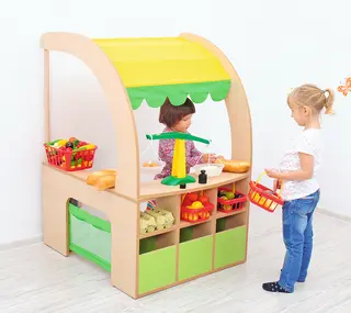 Lekebutikk med to vegger L93,2 x B75 x H125,4 cm