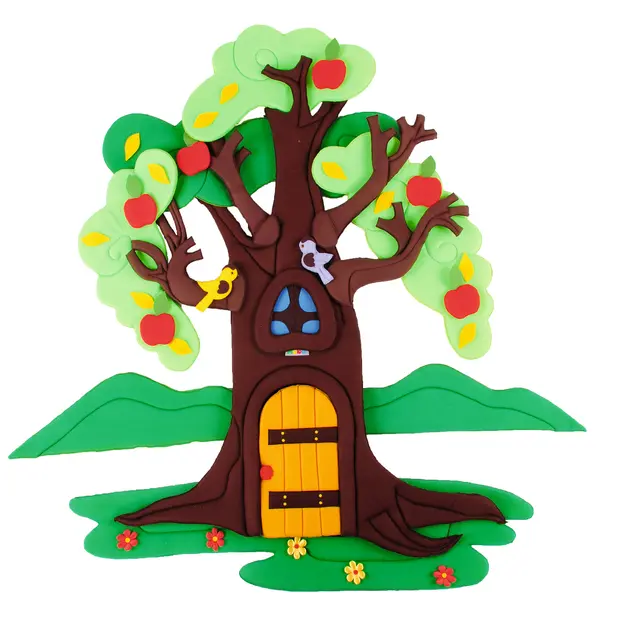 Veggdekorasjon epletre i 4 årstider 