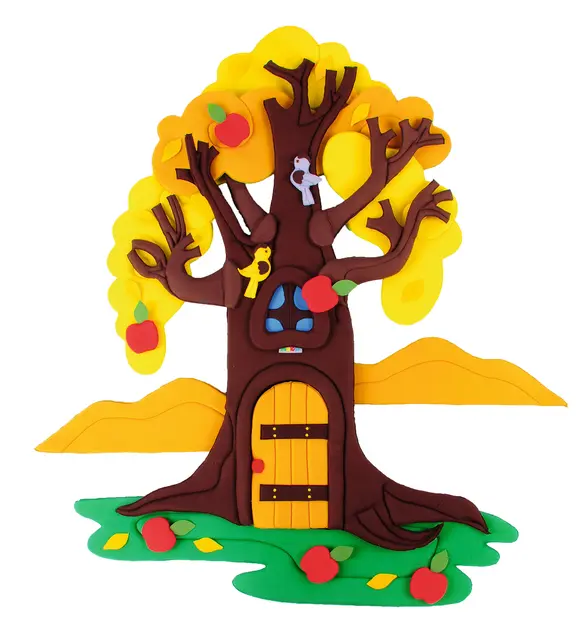 Veggdekorasjon epletre i 4 årstider 