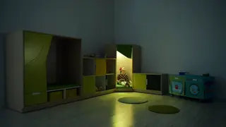 Quadro gjemmehjørne med ledlys B72 x D72 x H125 cm