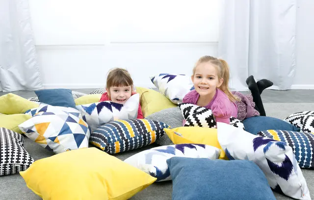 Kvadrat pute blå B40 x D15 x H40 cm, 2 stk 