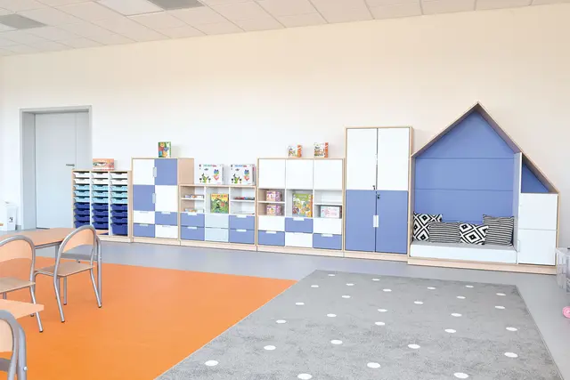 Quadro lesehus blå B155 x D60 x H186 cm 