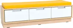 Flexi benk trippel med gul madrass B117 x D42 x H31 cm