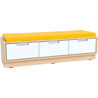 Quadro benk med madrass gul B117 x D42 x H31 cm