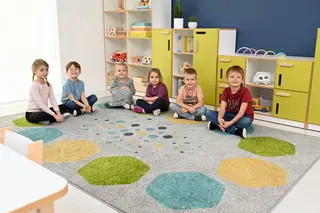 Hexagon gulvteppe L300 x B200 cm