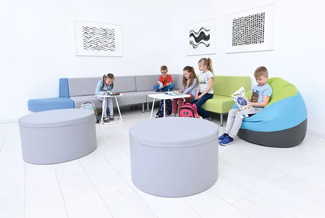 Sittepuff lys grå Ø80 x H45 cm 