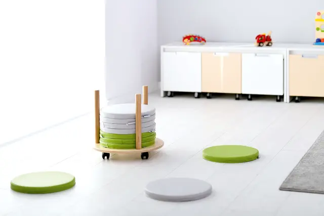 Quadro sitteputer lys grå, 5 stk Ø35 x H3 cm 