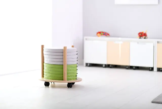 Quadro sitteputer grønn, 5 stk Ø35 x H3 cm 