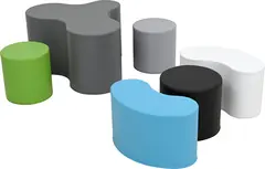 Linne puffsett med bord 6 deler