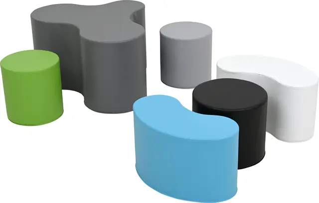 Linne puffsett med bord 6 deler 