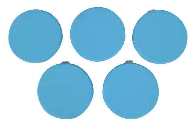 Quadro sitteputer lys blå, 5 stk Ø35 x H3 cm 
