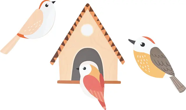 Fugler beige Sett à 3 stk. 