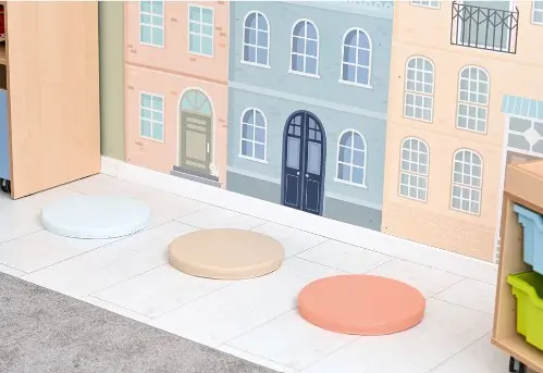 Quadro sitteputer beige, 5 stk Ø35 x H3 cm 